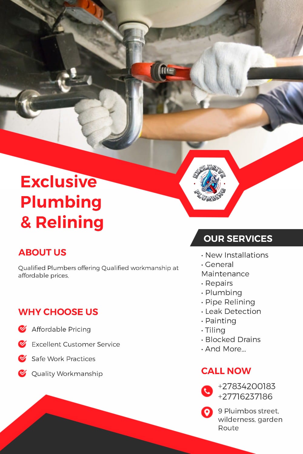 Pipe relining and plumbing services by Exclusive Plumbing